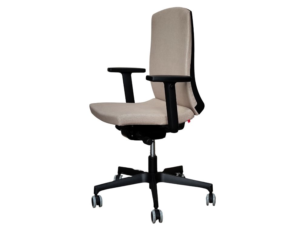 FLEXA SILLA ALTA CON BRAZOS GRUPO 3 S1004 BASE ALUMINIO PULIDO/RUEDAS CROMO GOMA/MECANISMO SINCRO